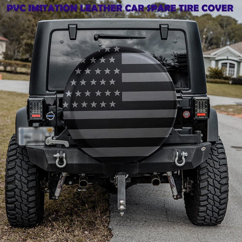 Jusen American Flag Spare Tire Cover Fit for Jeep Wrangler Rv SUV Truck Travel Trailer 14",15",16",17",Waterproof and Dustproof Protection Tires(16" for Diameter 30"-31"/76.2-78.4cm) - Image 2
